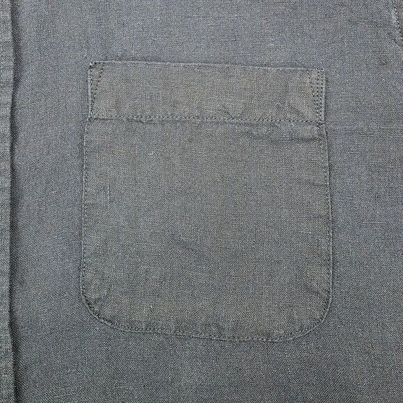 Porter & Ash Shirt Mens Small Navy Blue Linen Button Down Long Sleeve Casual - Picture 10 of 16